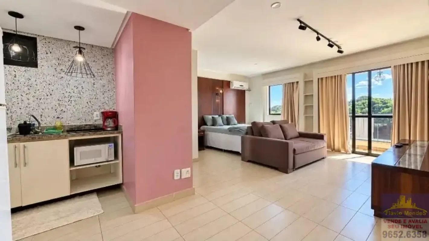 Flat de 39 m² no Lake Side Apart Hotel, MOBILIADA, em posição de canto, com exce...
