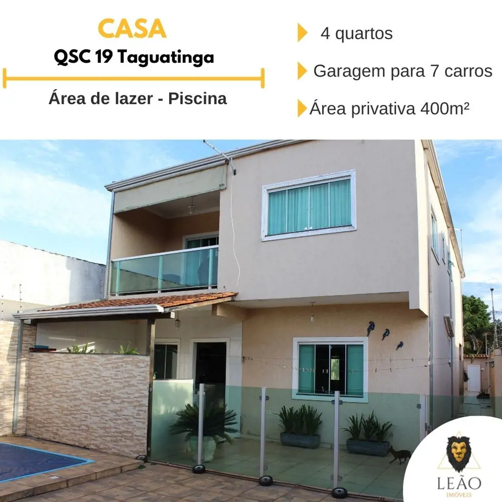 Sobrado 400m² QSC 19 Taguatinga 4 quartos sendo 1 suíteTérreo composto por: sala...