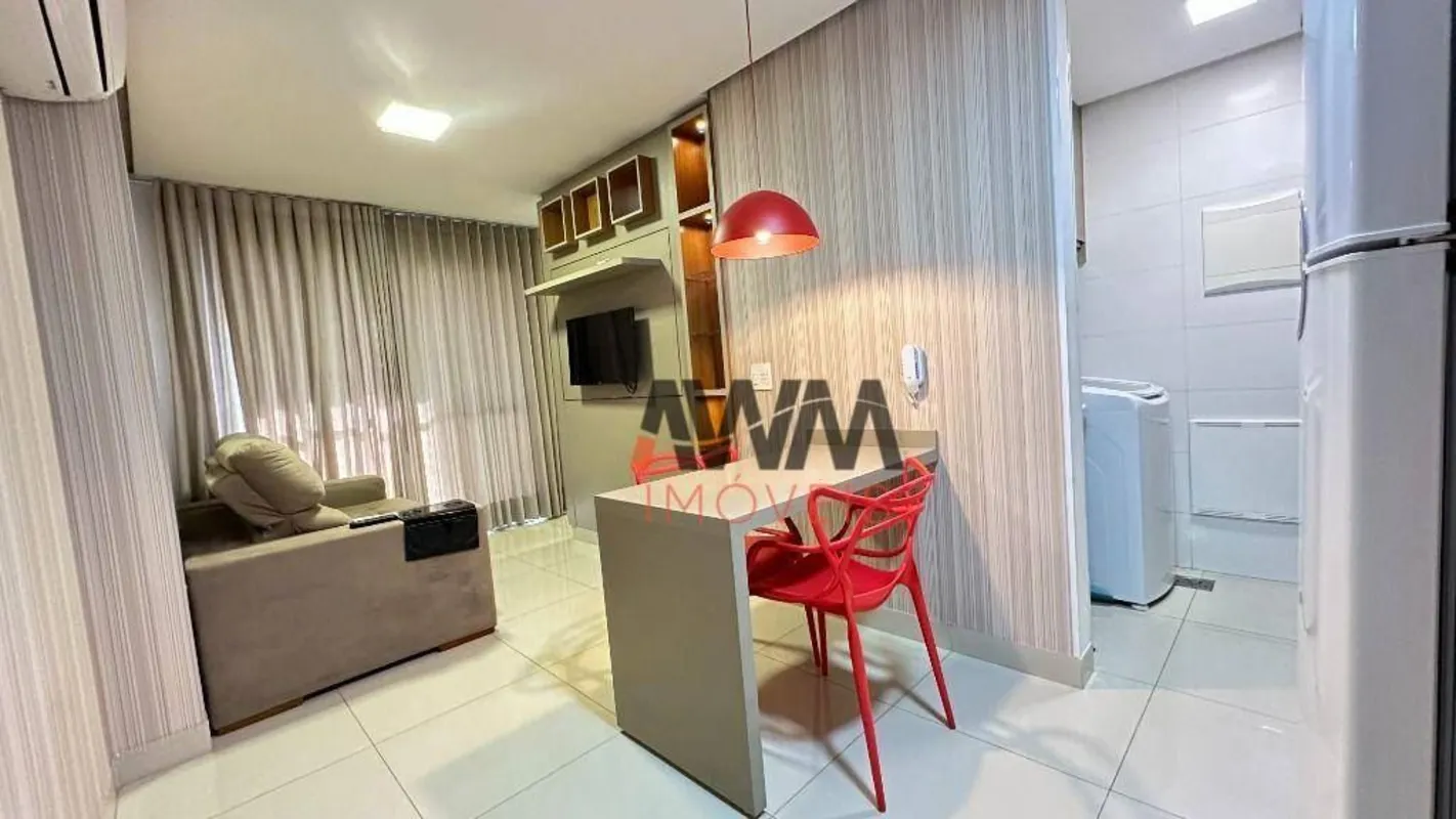 Apartamento mobiliado de 1 quarto, mobilia de bom gosto, predio com lazer comple...